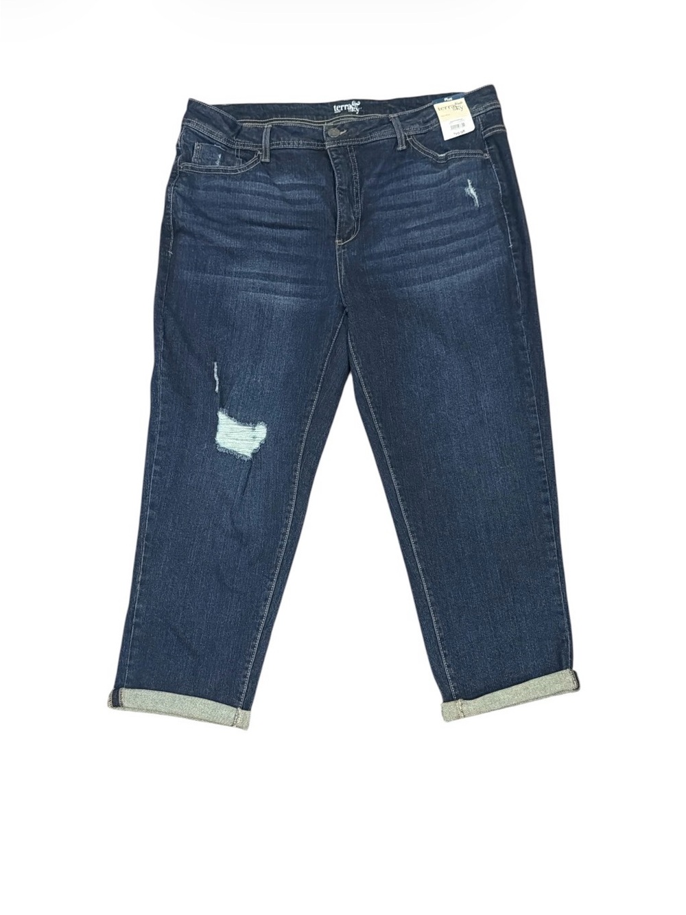 Terra & Sky Women’s Capri Jeans Size 18W Dark Wash Cuffed Hem